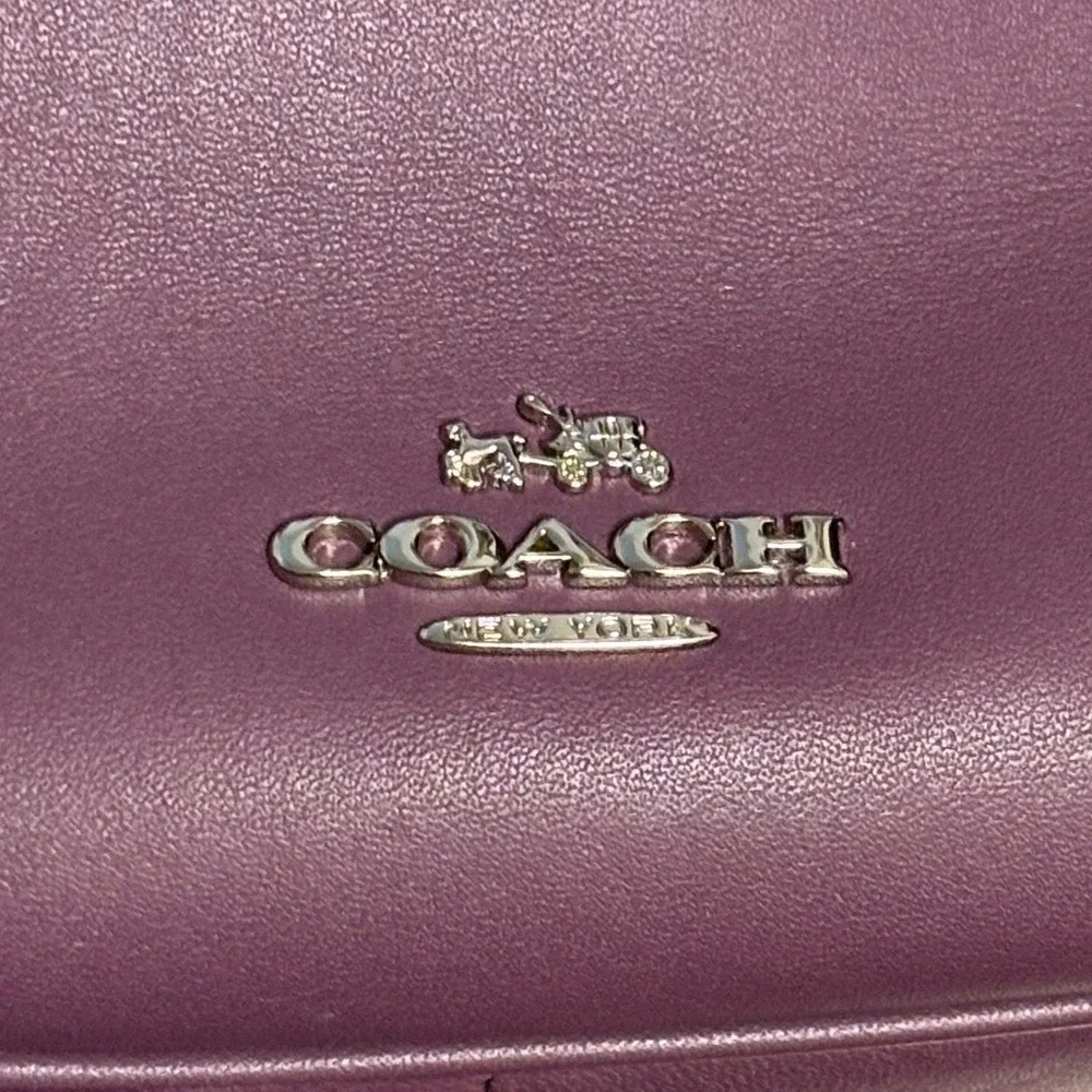 Coach Nomad Hobo Eggplant Glovetanned Leather Gold Hardware Minimalist OS NEW